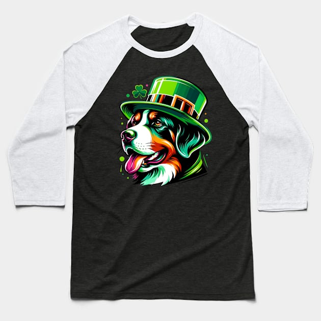 Greater Swiss Mountain Dog Celebrates Saint Patrick's Baseball T-Shirt by ArtRUs